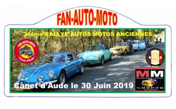 34ème Rallye du Fan Auto-Moto. 30 Juin 2019.