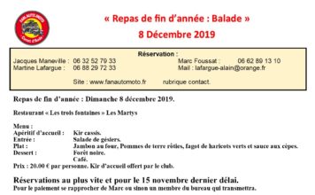 8 Décembre 2019. Repas de fin d’année