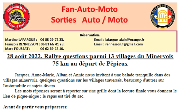 28 août 2022 : 1er Rallye questions du FAM.